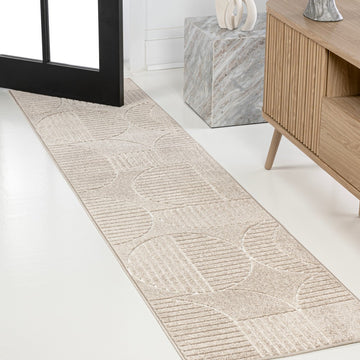Nordby Geometric Arch Scandi Striped Area Rug